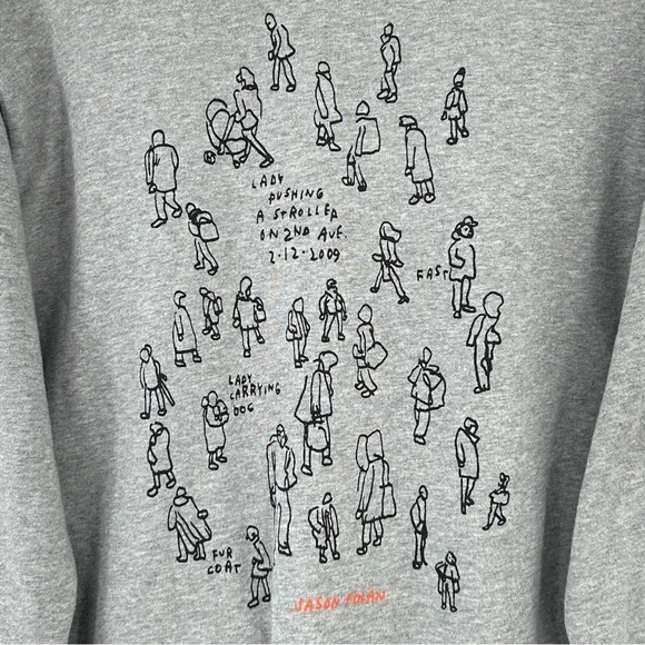 UT Uniqlo x Jason Polan Limited Edition New York Drawing Gray Sweatshirt sz M - Picture 6 of 9